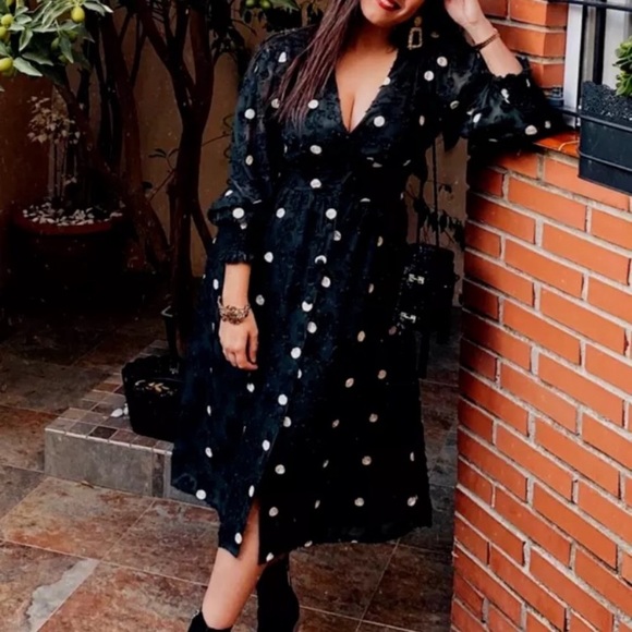 Zara Dresses | Zara Textured Polka Dot 
